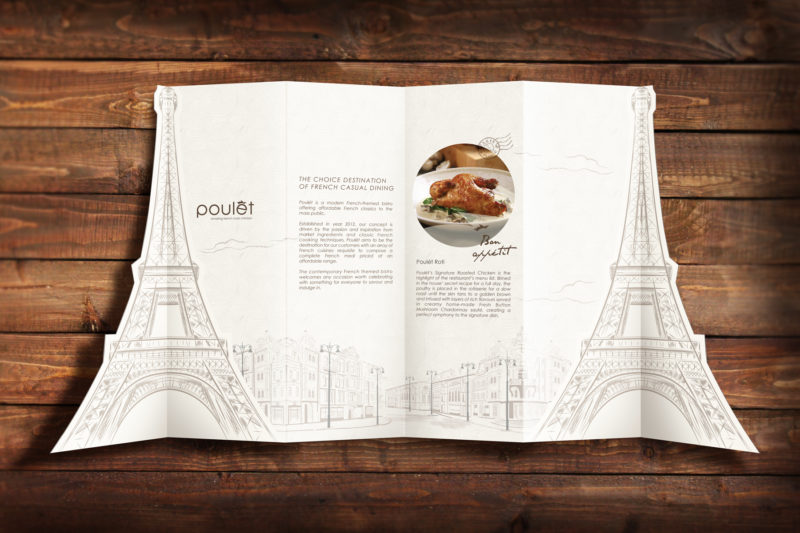 Leow HouTeng Design Portfolio - Poulet Restaurant Menu - Open Front