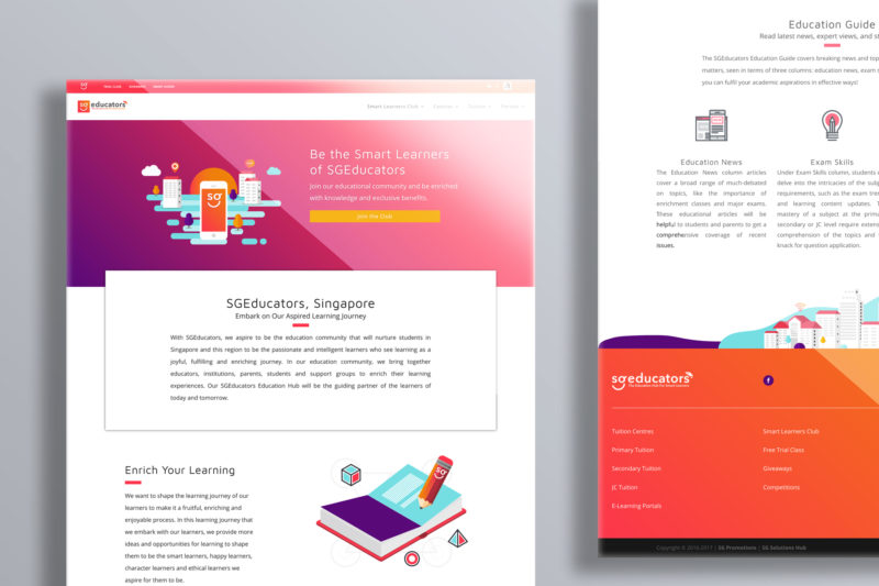 Design and Digital Marketing Portfolio - SGEducators Tuition Portal Development - Front Page