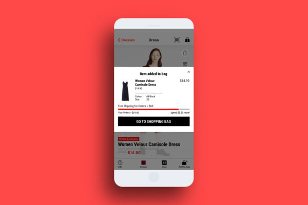 Uniqlo Self-Checkout Mobile App Redesign - Animated Free Delivery Target image -Leowhouteng