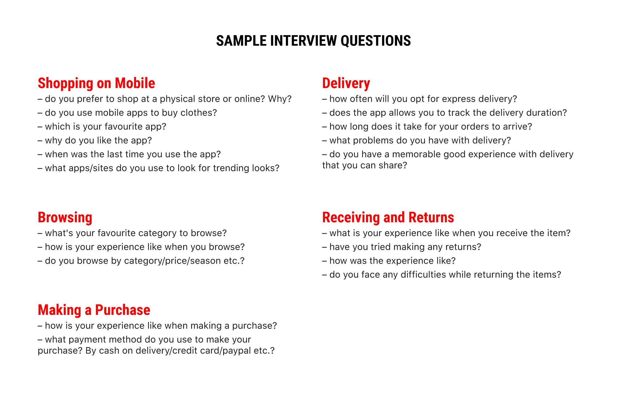 Uniqlo Self-Checkout Mobile App Redesign - Sample Interview Questions - Leowhouteng
